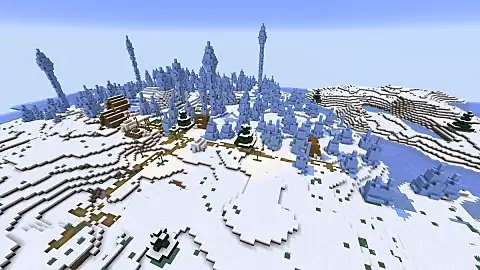 Pequena vila em picos de gelo